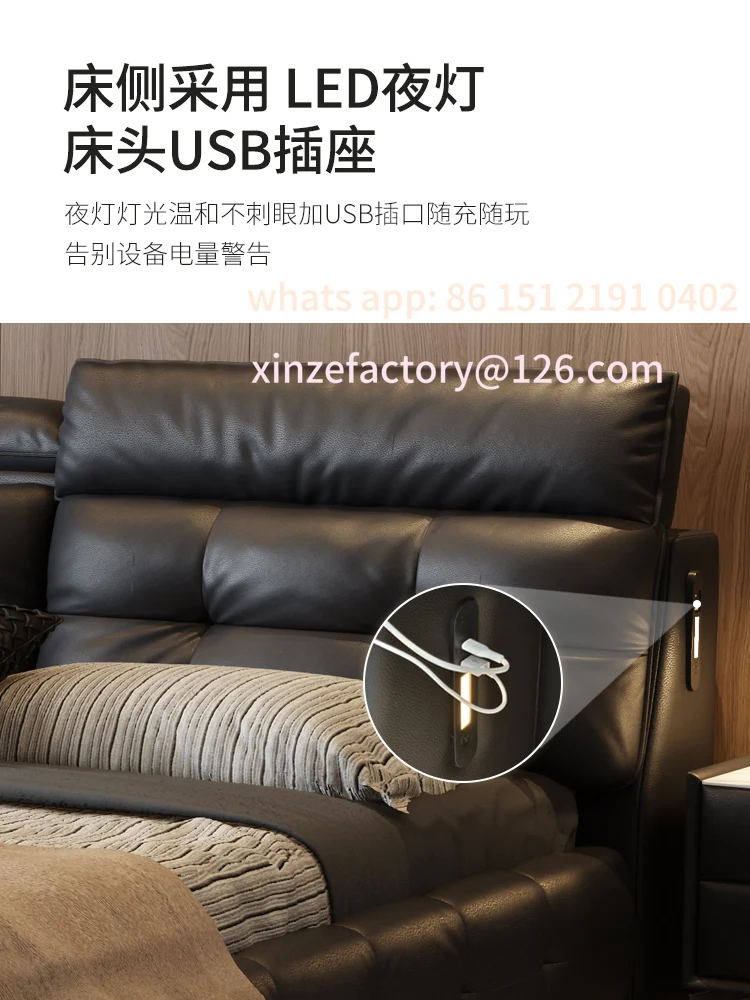 سرير جلدي قابل للتخصيص، غرفة نوم رئيسية، حقيبة ناعمة جديدة لحفلات الزفاف، سرير تخزين مزدوج عالي الجودة