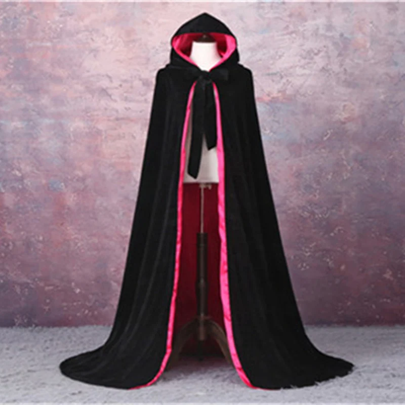 กำมะหยี่ Hooded งานแต่งงานเสื้อคลุมยาว Cape Unisex ฮาโลวีนเครื่องแต่งกาย Cape Hooded กำมะหยี่ผ้าคลุมไหล่เสื้อคลุม