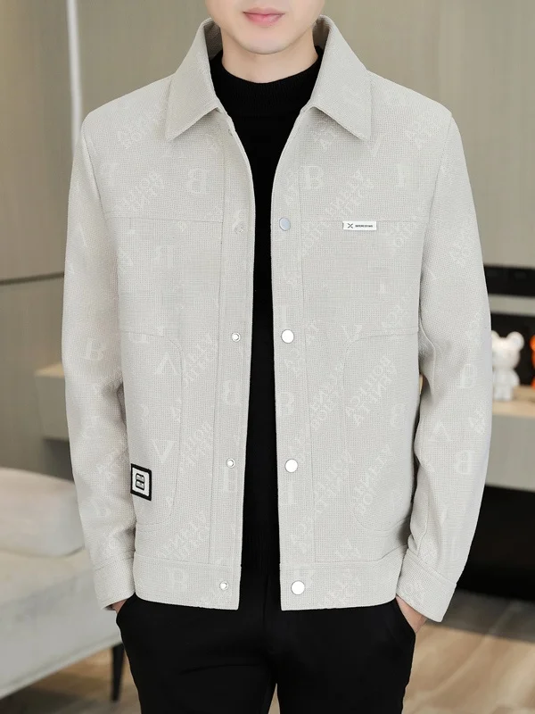 

Модная мужская куртка с вышивкой, воротником, на пуговицах, повседневная, длинная, ветрозащитная, приталенная, для осени и весны