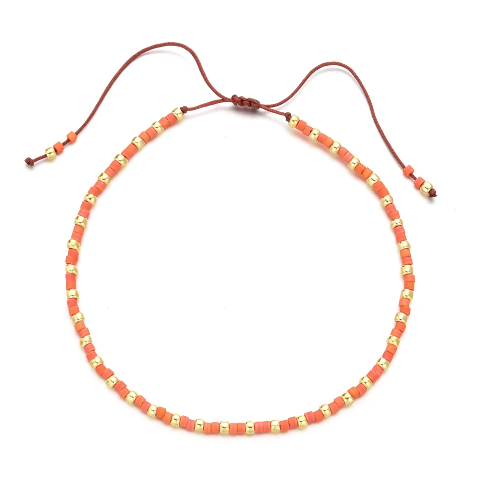 ZMZY Boho Glass Bead Bracelet Handmade Stack Gold Color Tiny Beads Lucky Rope Chain Adjustable Cord Fashion Jewelry For Women