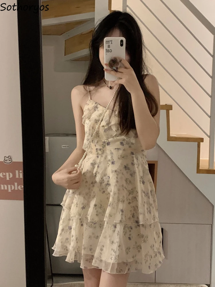 Mini sukienki damskie kwiatowe delikatne bez rękawów zaprojektowane Kawaii uczennice koreański styl moda wypoczynek wakacje letnie Vestidos