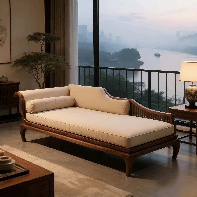 AA New Chinese solid wood chaise longue high-end home sofa leisure