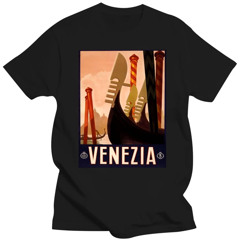 Venezia Vintage Travel Poster Shirt! Quality T Shirts Men Printing Short Sleeve O Neck Tshirt