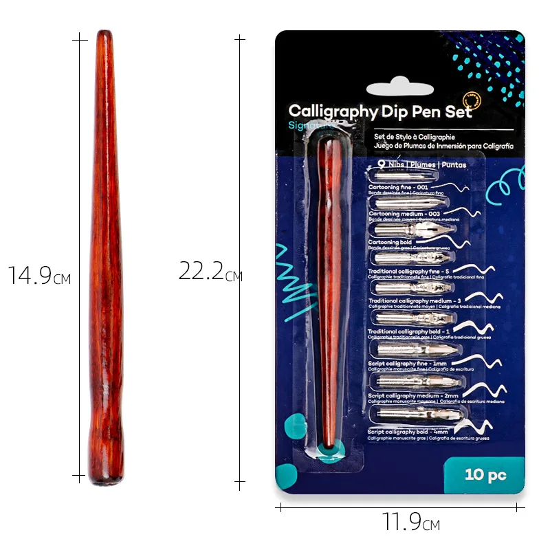 Dainayw 9 Calligraphy Nibs Dip Pen Set for Cartoon Animation Lettering Skeching Art Drawing Mapping Decorative designs