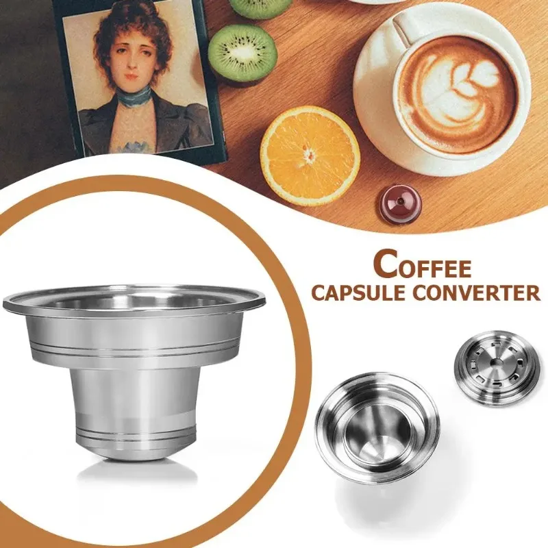 Coffee capsule converter, large to small capsule holder filter stainless steel rack, reusable, sturdy and durable