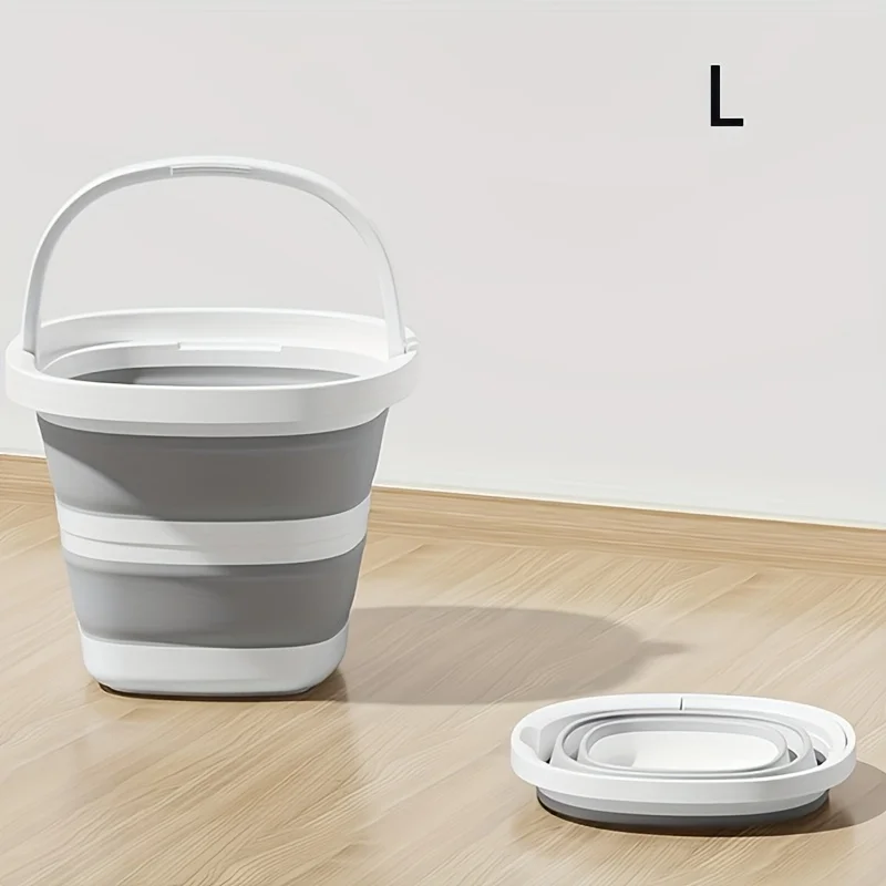 دلو قابل للطي متعدد الوظائف، محمول لصيد الأسماك في الهواء الطلق، وتخزين المنزل، والغسيل ونقع القدم. توفر المساحة، سعة كبيرة. #3