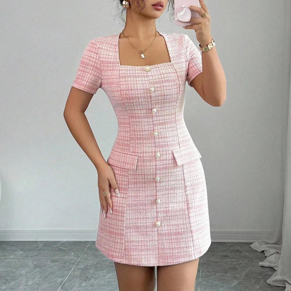 Abito Midi Aderente da Donna Primavera 2026 Casual Elegante per Ufficio e Feste Vestibilità Elasticizzata Lunghezza al Ginocchio Tinta Unita