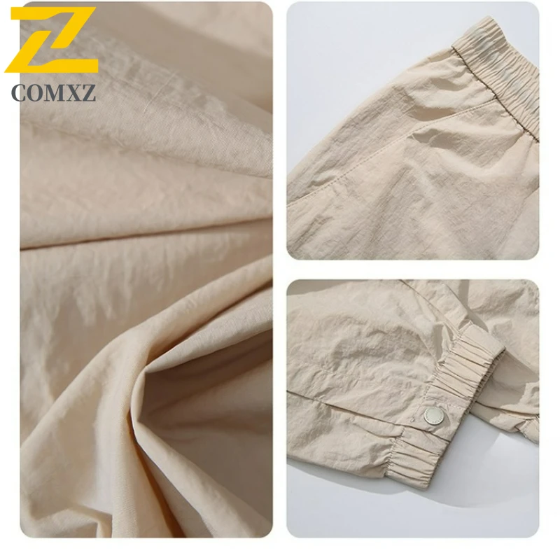 Men's Quick Dry  Cargo Pants 2025 New AutumnIce Silk Lightweight Straight Trousers Breathable Camping Travel Urban Trendy Pants