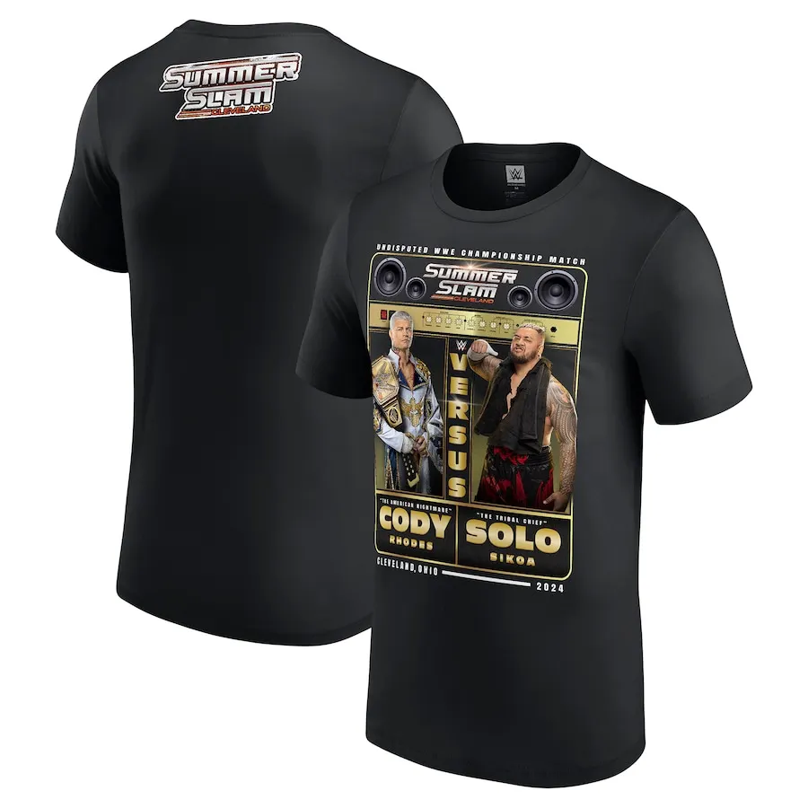 

Men's Black SummerSlam 2024 Cody Rhodes vs. Solo Sikoa T-Shirt