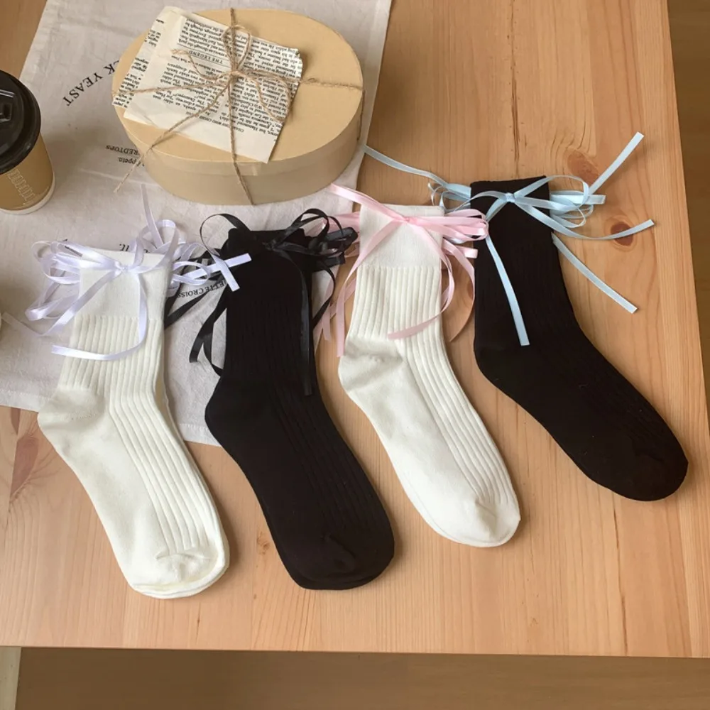 Sommer Ballet core Streifen Socken Frauen Kawaii süße Spitze Fliege Lolita Socken Harajuku Retro JK Mädchen Socken