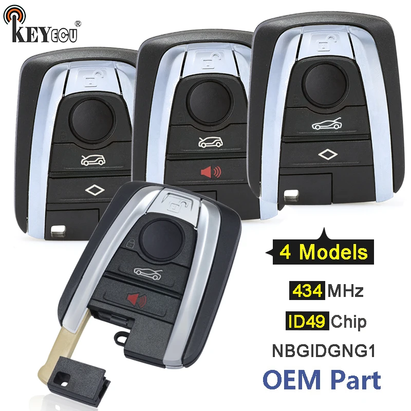 KEYECU  434MHz FCC: NBGIDGNG1 OEM Parts Smart 4 Button Remote Car Key Fob  for BMW i3 i8 2014 2015 2016 2017 2018