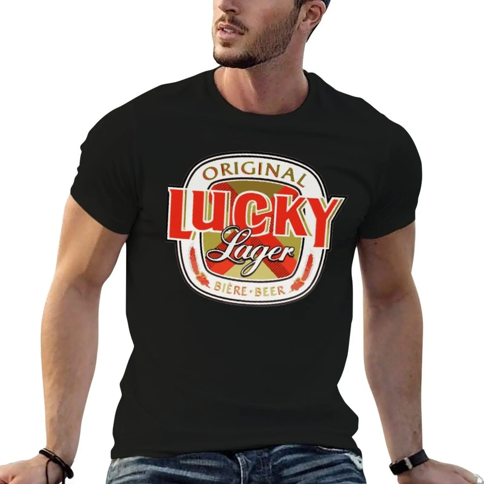 Lucky-Lager-San-Francisco-Beer T-Shirt man clothes anime shirt Men's clothing