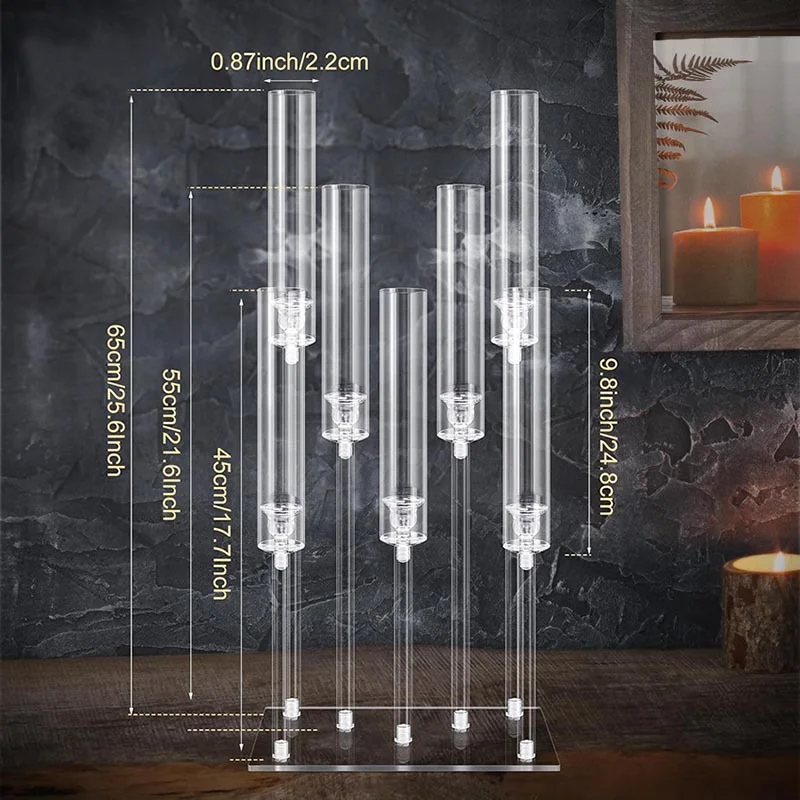 Tall Acrylic Candelabra Holder 7 Arms Wedding Hall Party Table Decoration  Christmas Hurricane Acrylic Candle Holders 10pcs