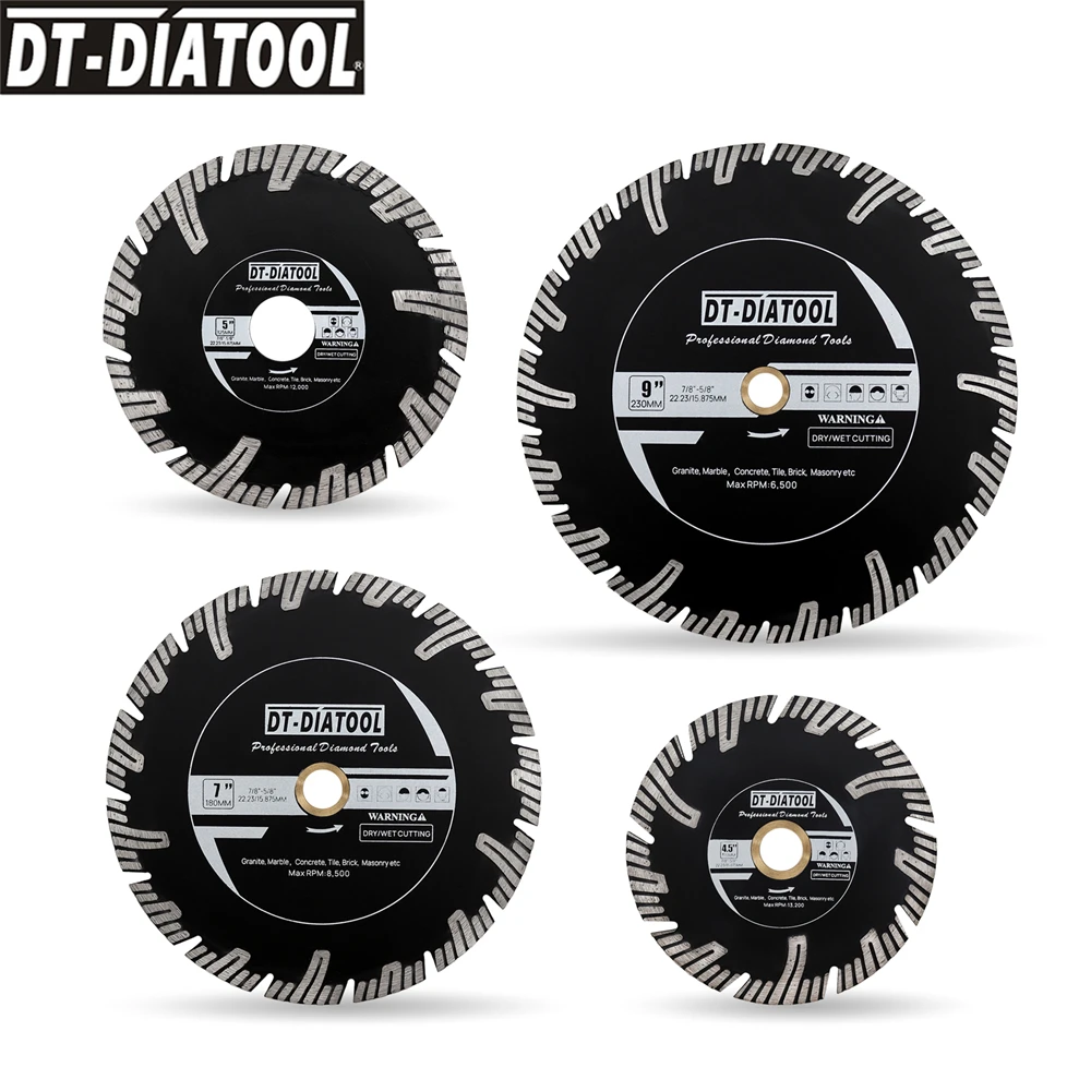 

DT-DIATOOL 1pc 4inch-9inch Diamond Cutting Disc Edge Tile Porcelain Angle Grinder Blade Wheel Granite Porcelain Ceramic Dry Wet