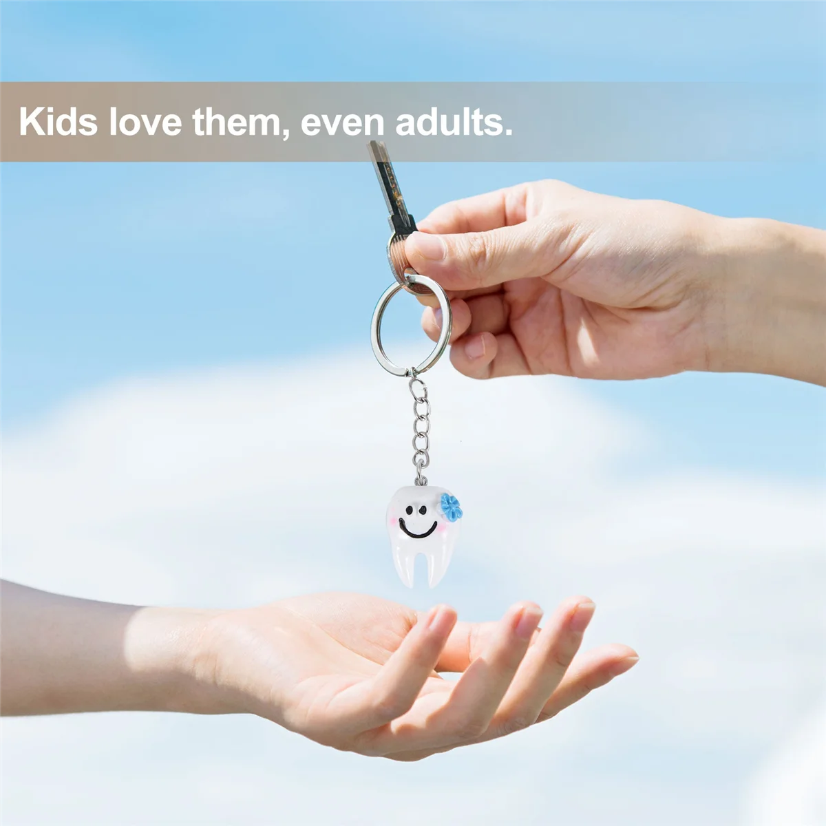 T71C 20 قطعة سلسلة المفاتيح حلقة رئيسية شنق شكل الأسنان لطيف هدية طب الأسنان