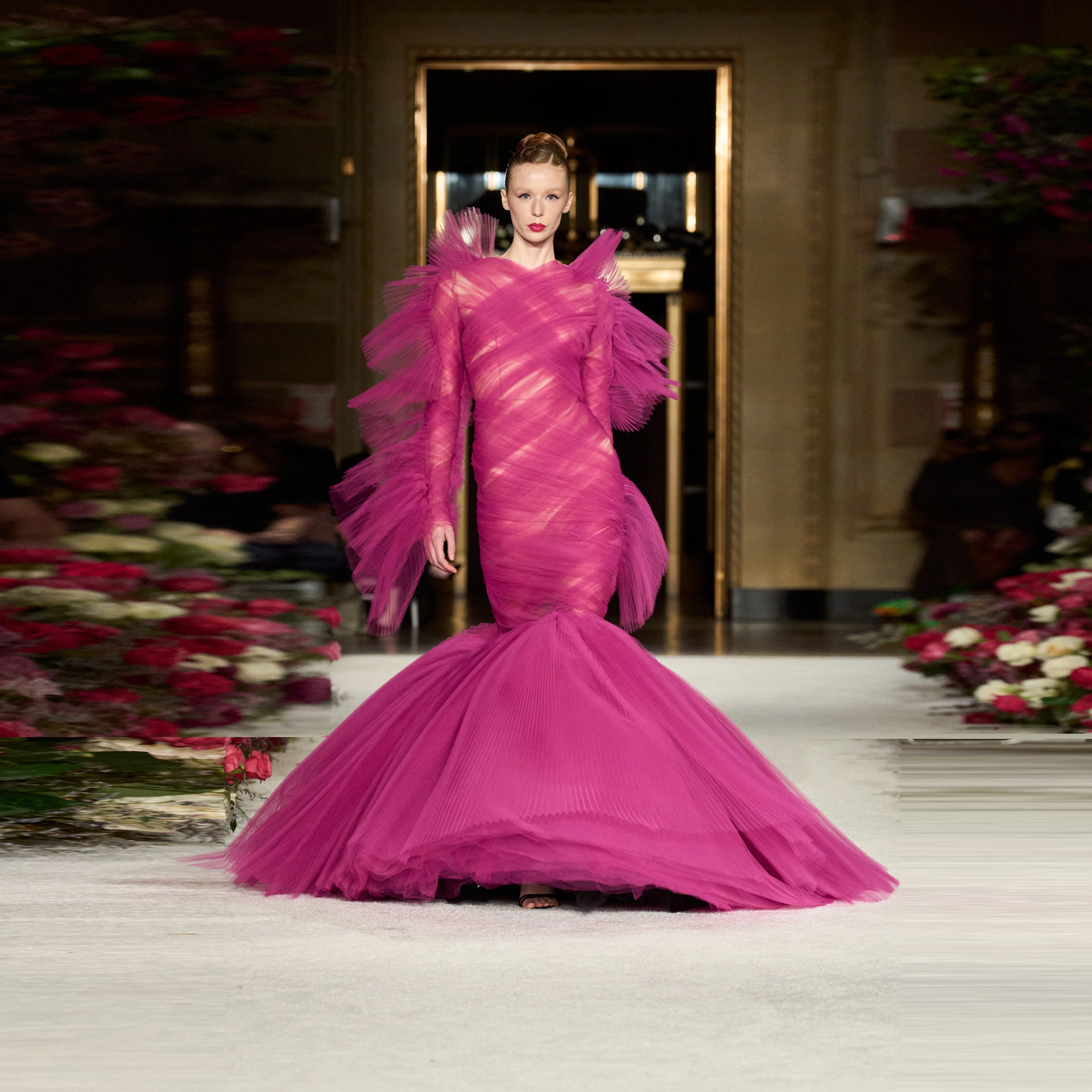 

Новые модные платья для выпускного вечера, пышные рукава, vestido do fiesta, женские платья с оборками, фиолетовое Прозрачное Платье макси с юбкой-годе