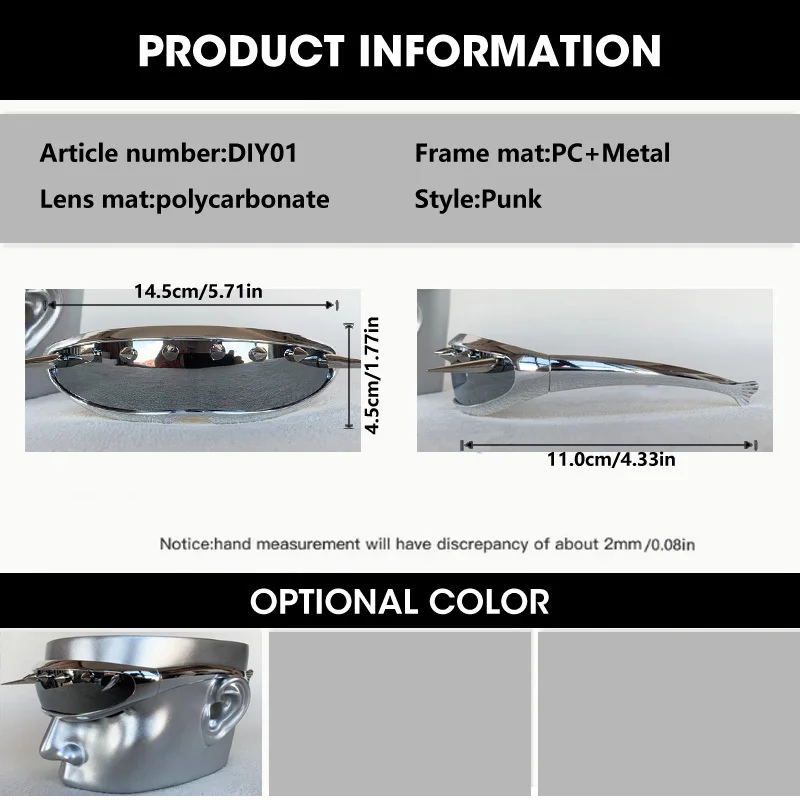2026 Futuristic Punk Rivet Sunglasses Men Women Vintage Individuality Trendy Metal Sun Glasses One-piece Lenses Party Eyewear