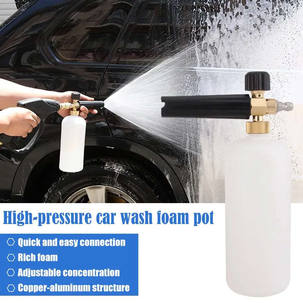 1L Hochdruck-Schaumlanze für Autowäsche, Schaumkanone mit 1/4 Schnellanschluss, Verstellbare Schneeschaumkanone für dichten Schaum