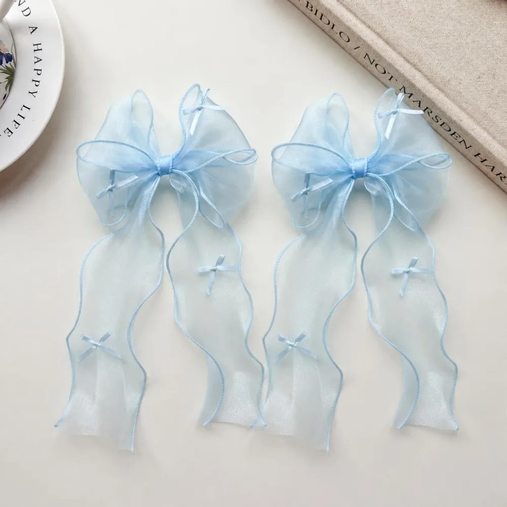 1 Pair French Headwear Long Tail Hair Clip Hair Accessories French Style Bow Hair Clip Lightweight Chiffon Hair Accessories