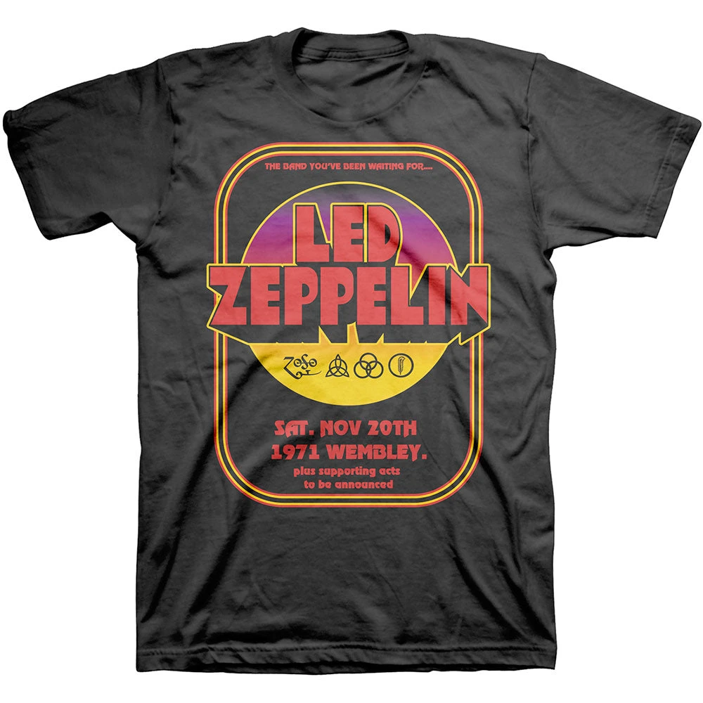 1971 Wembley Led Zeppelin Band T-Shirt Cotton Graphic Tee Men Women Summer Streetwear