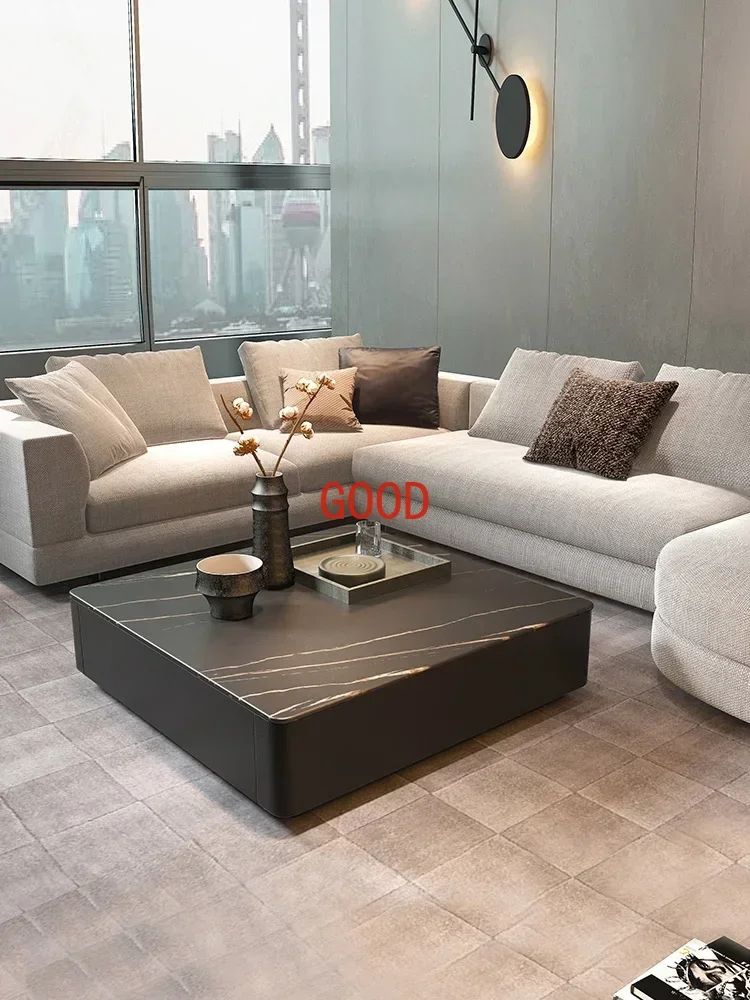 Stone Plate Coffee Table Simple Modern Living Room Home Marble Square