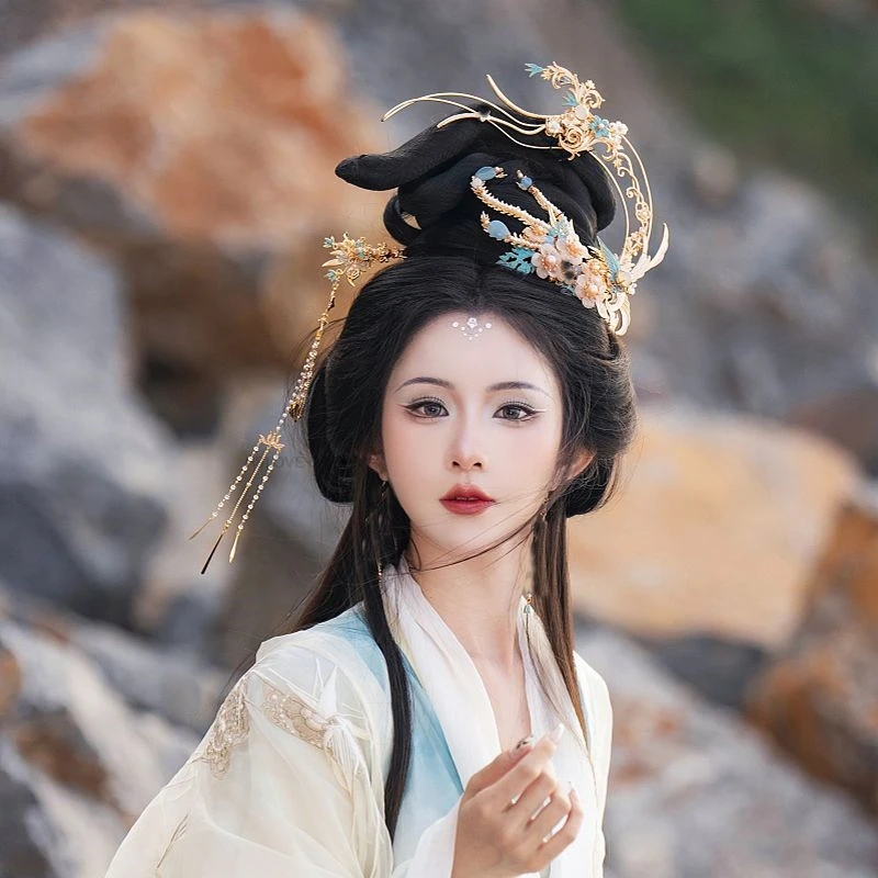 

Handmade Fairy Chinese Hanfu Headwear Set Ming Dynasty Ancient Hair Accessory Classical Hairpin Cosplay Hair Crown Full Set