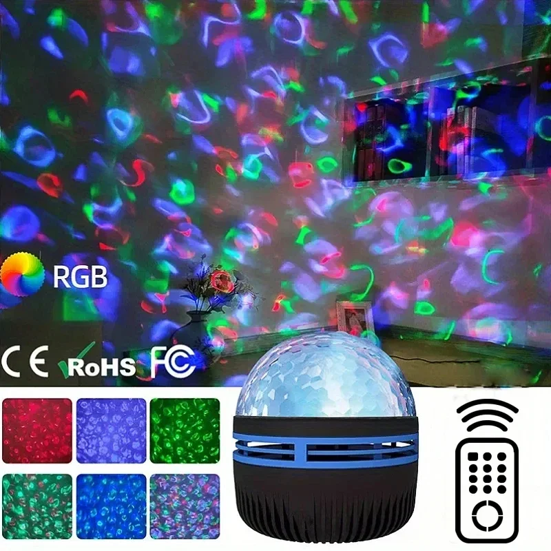 LED Starry Galaxy Projector Rotating Night Light RGB Smart Remote Control Aurora Star Sky Atmosphere Lamp For Home Party Decor