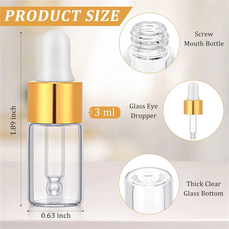 

Mini Essential Oil Dropper Bottles Empty Sample Vials With Cap Tiny Storage Jars 3 Ml