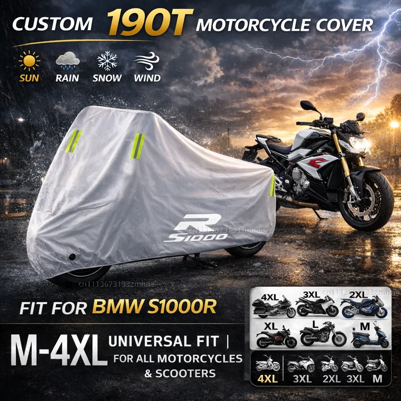 For BMW S1000R S1000 R S 1000 R 2017 2018 2019 2020 2021 Motorcycle Cover Waterproof Heavy Duty Outdoor Rain Dust Sun Protector