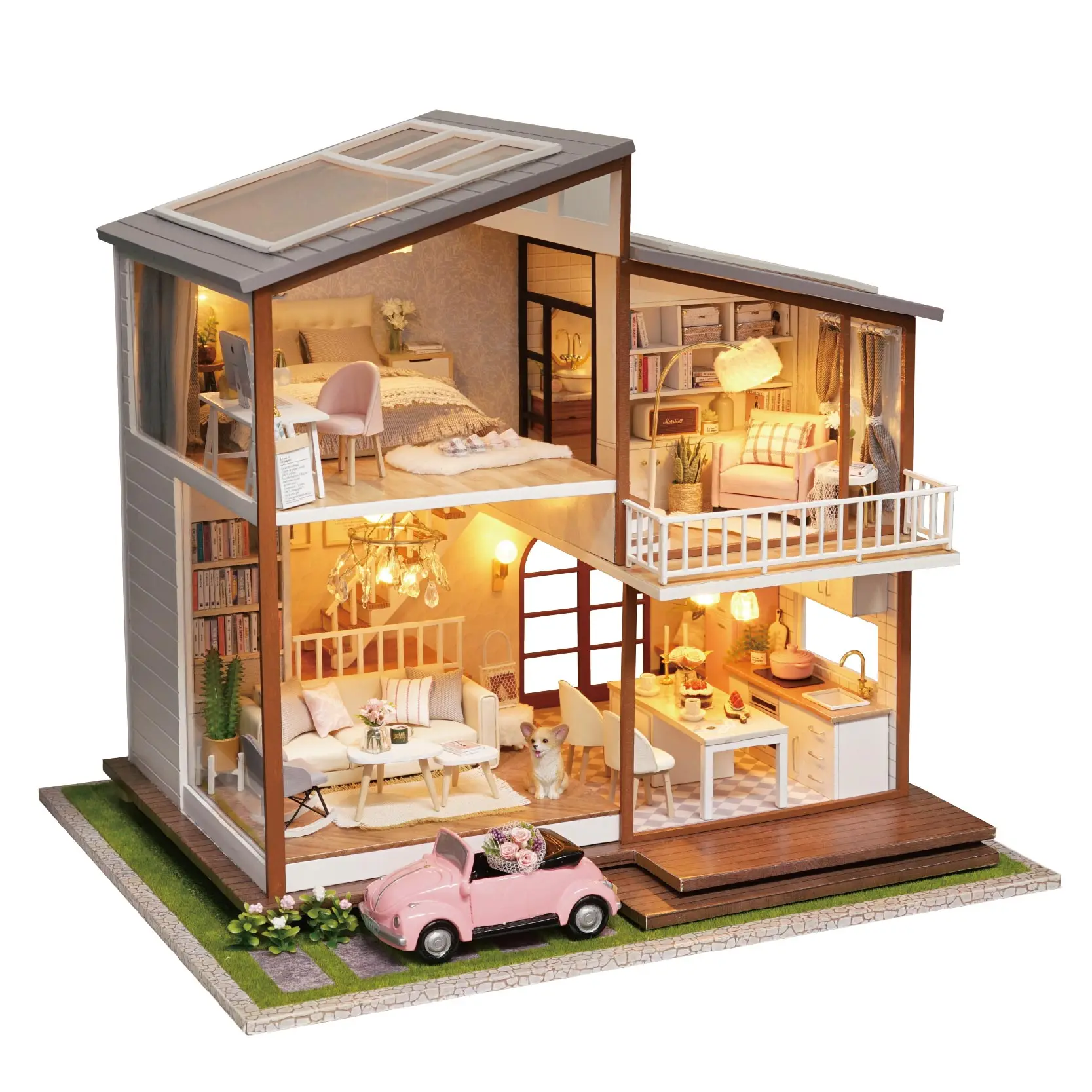 Large Slow Time Wooden Doll House Manual Assembling Model Toys Diy Wooden Hut House With Led Lights Music Grown-up Birthday Gift