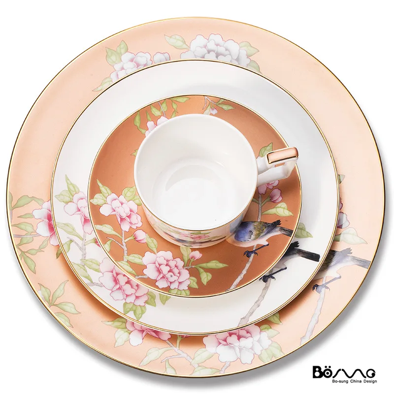 

Dining Room Model Room Table Decoration Delicate Bone China Tableware Steak Dessert Main Dish Coffee Cup Saucer Ceramic Plate