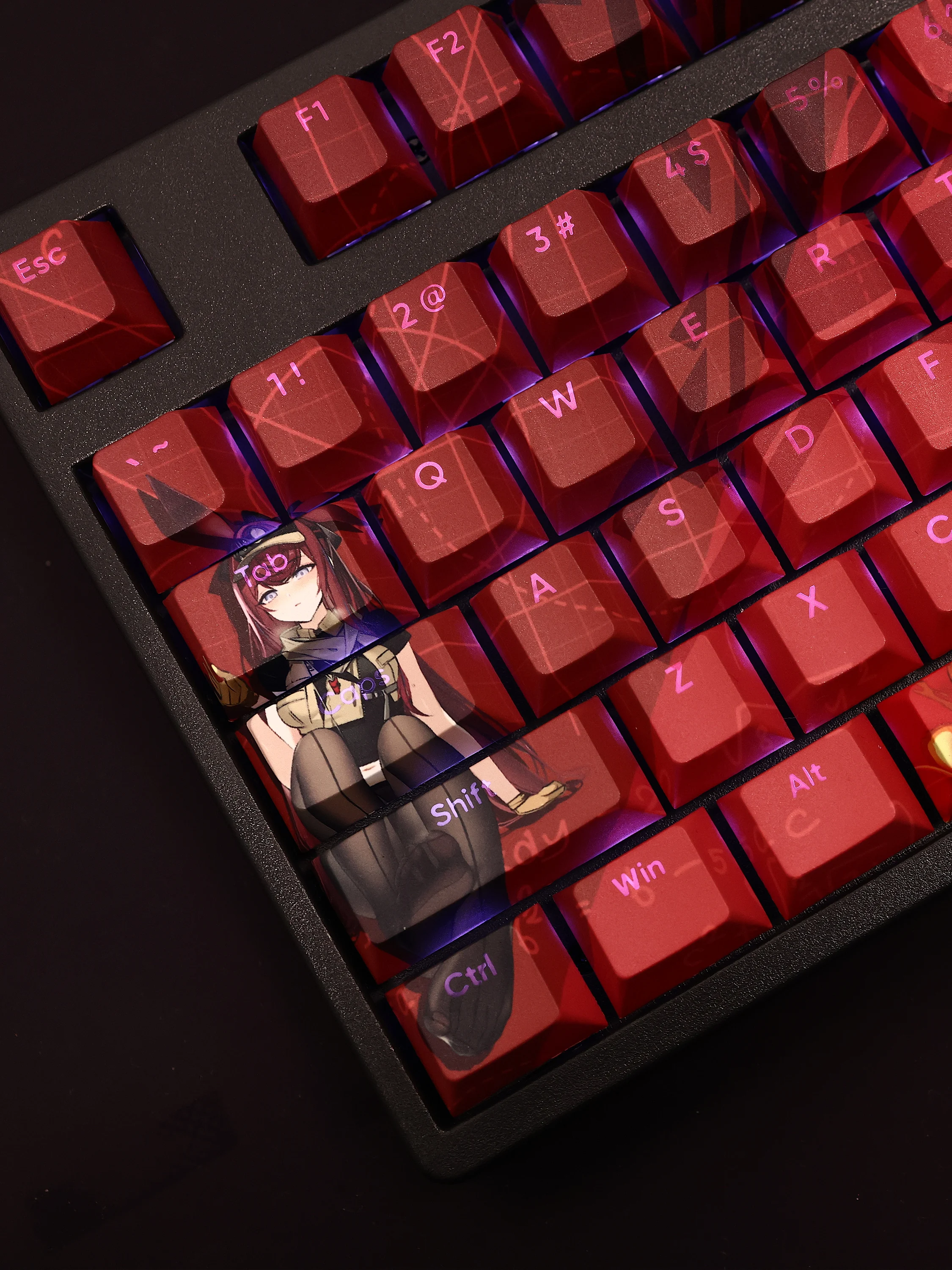 Ray 108 Keycap Arknights Game PBT DYE Sublimation Light Transmitting Cherry Switch Cross Key Cover for Mechanical Keyboard Gift