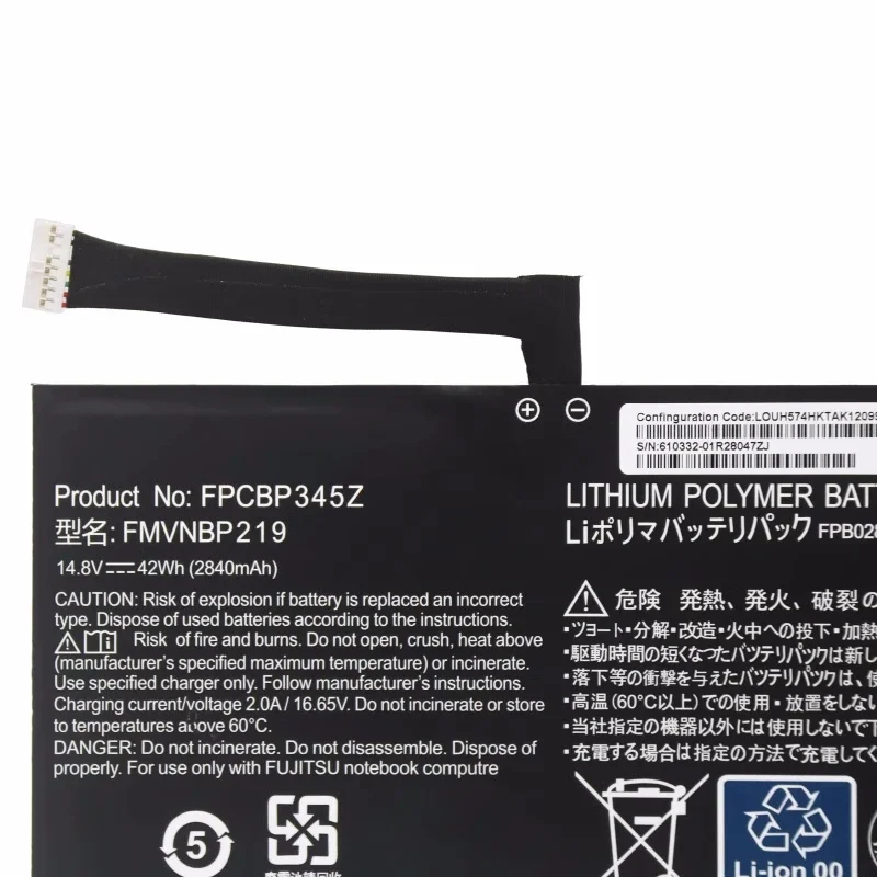 Imagem -04 - Bateria do Portátil 14.8v 42wh Fmvnbp219 Fpb0280 Fpcbp345z Apto para Lifebook Alpha Uh572 Uh552 Ultrabook Fpcbp345z