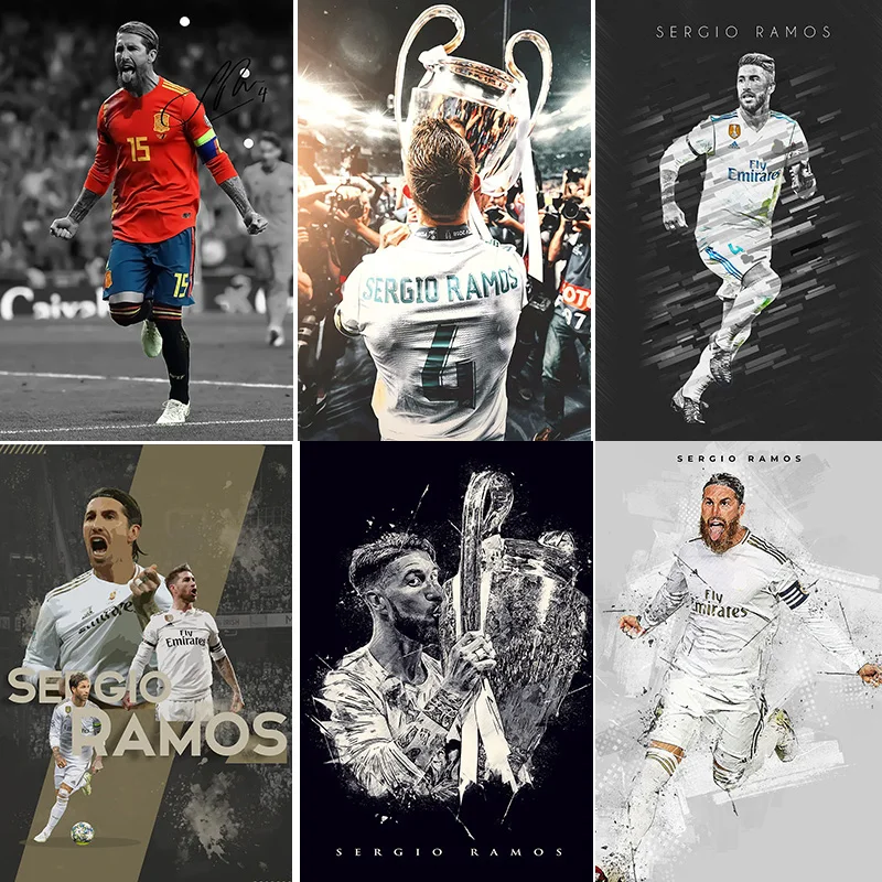 

Sergio Ramos Football Player Poster Metal Sign Mural Plates Club Tin Home Decor Room Decoration Wall Decor