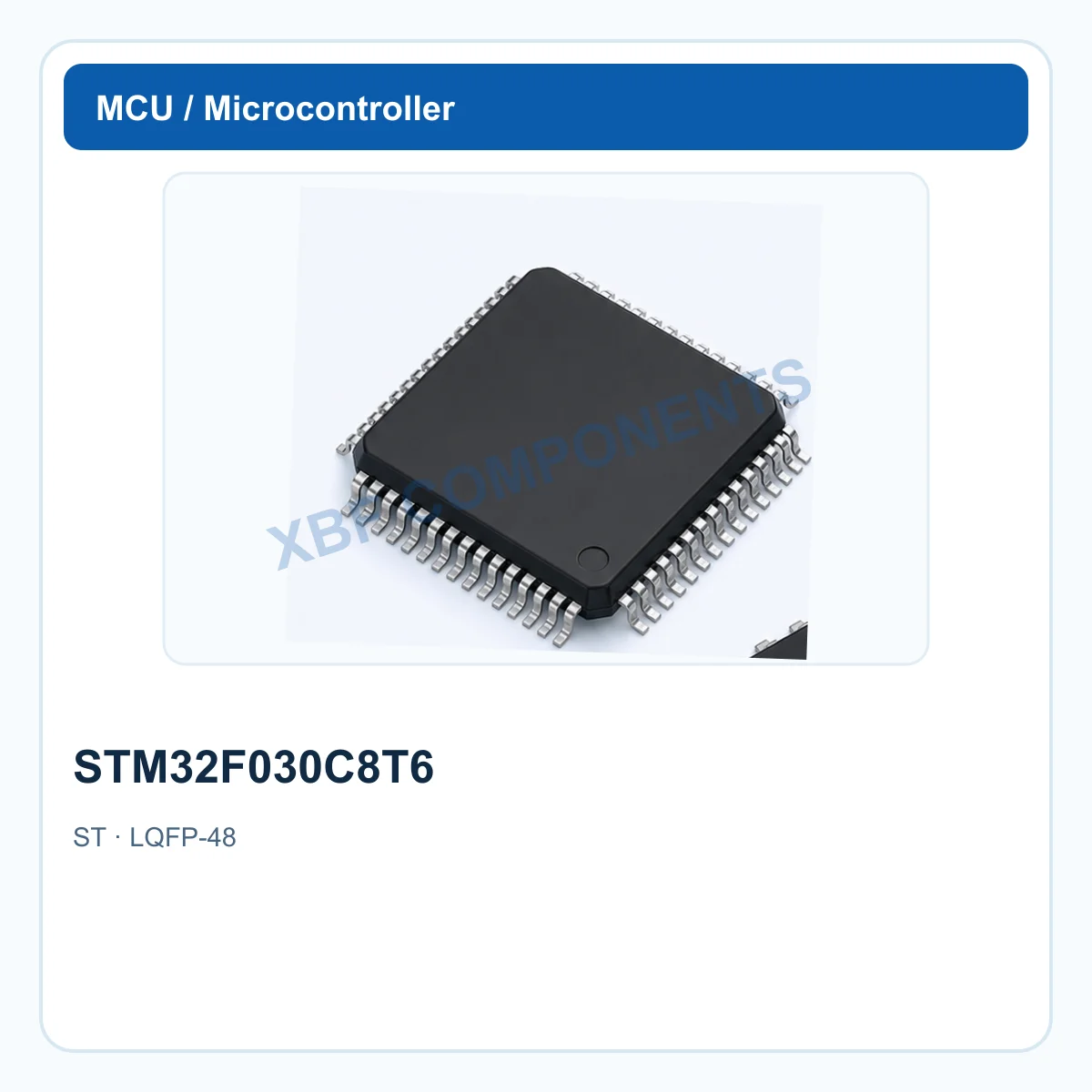 ST STM32F030C8T6 Microcontroller IC ARM Cortex-M0, 48 MHz, 64 KB Flash, 8 KB SRAM, 2.4-3.6 V LQFP-48