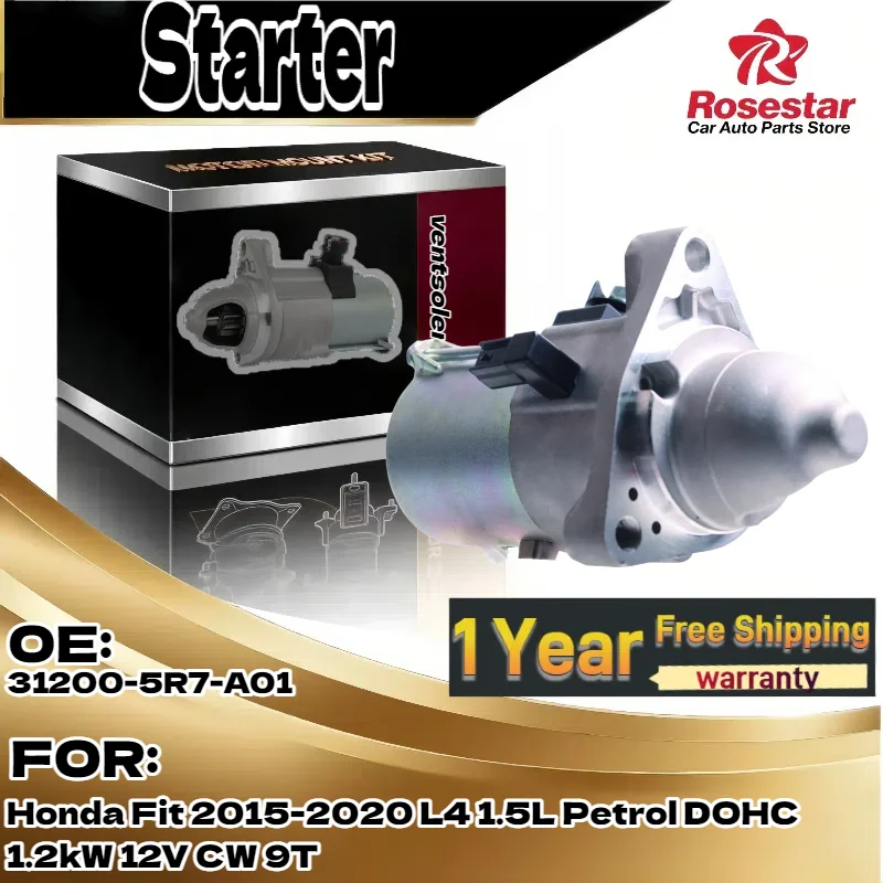 

Для Honda Fit 2015-2020 (L4 1,5 л бензиновый DOHC) | Новый стартер | 1,2кВт 12В CW 9T | OE 31200-5R7-A01