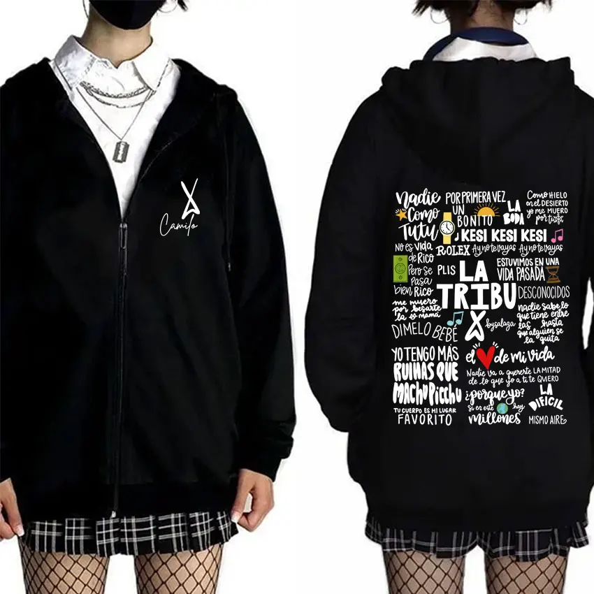 

Singer Camilo La Tribu Album Graphic Zipper Hoodie Men Women Fashion Oversized Zip Up Jacket Coat Male Vintage Fleece Hoodies