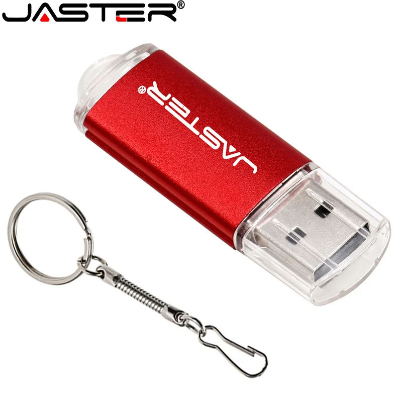 JASTER-Metal Flash Drives com Chaveiro, Memory Stick, Disco U, Pen Drive de Capacidade Real, Logotipo Livre, Presente Empresarial, USB 2.0, 128GB, 64GB