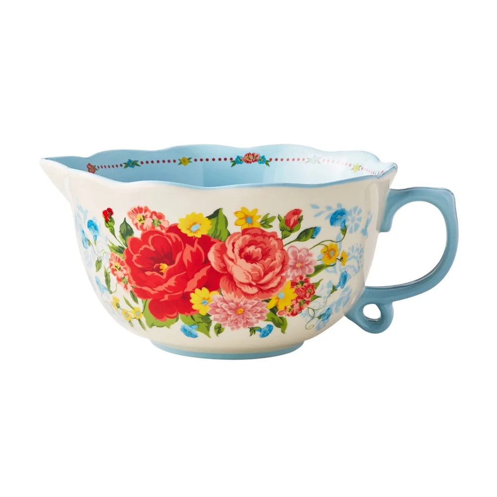 

12-inch Batter Mixing Bowl with Spout, Ceramic Batter Mixing Bowl