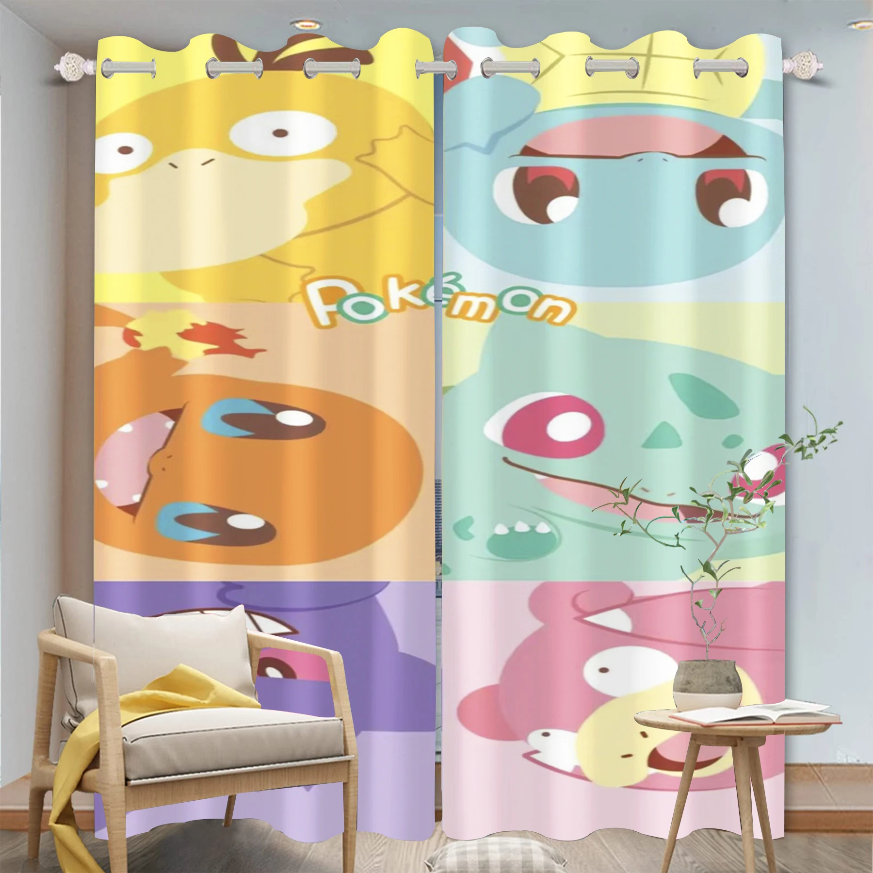 MINISO Cartoon Pokémon Curtains Pikachu Living Room Blackout Animated Curtains, Customisable Bedroom Premium