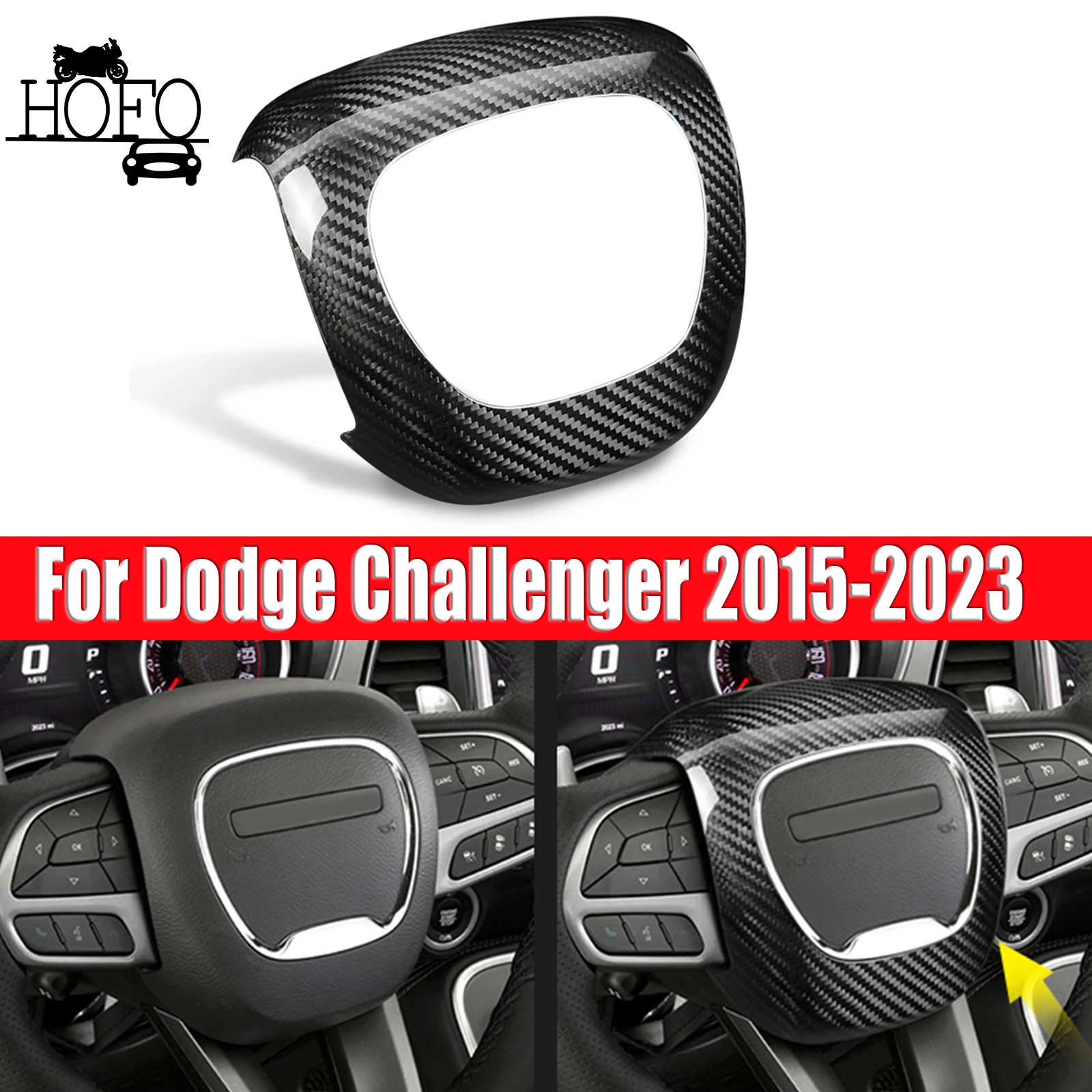 

1PC Steering Wheel Center Cover Trim For Dodge Challenger 2015-2023