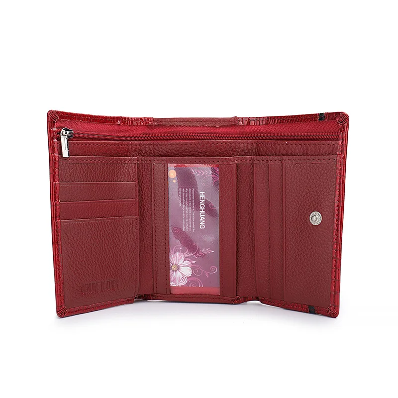 Crocodile Pattern Fashion Short Wallet for Women Patent Leather High-End Feel Coin Clutch Wallet
