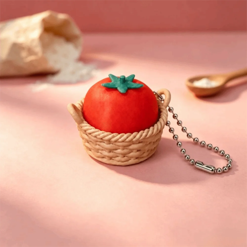 Simulation Fruit 3D Printed Keychain Simulation Vegetables Food Shaped Clicker Keychain Cute 3D Printed Fidget Keychain