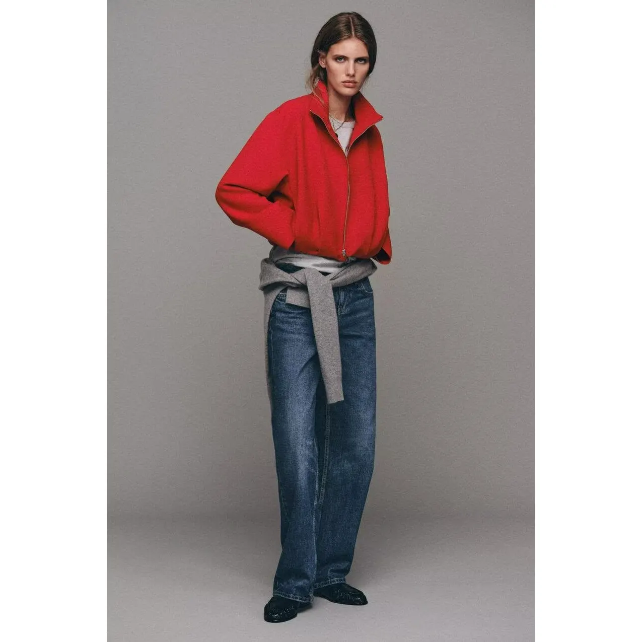 Early Autumn New Arrival Women's Fashion Stand Collar Pilot Jacket Coat ZR Style Polyester Fiber Long Sleeve Short Coat