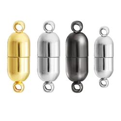 SAUVOO 5Sets Copper Strong Magnetic Clasps Fit Rhodium End Clasp Connectors DIY Leather Cord Bracelet Necklace Accessories