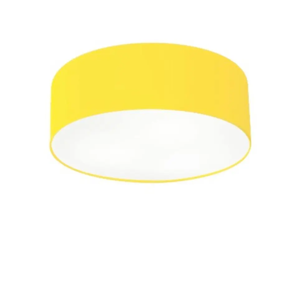 35x12cm Yellow Fabric Dome Md-3046 Cylindrical Plafon-Bivolt