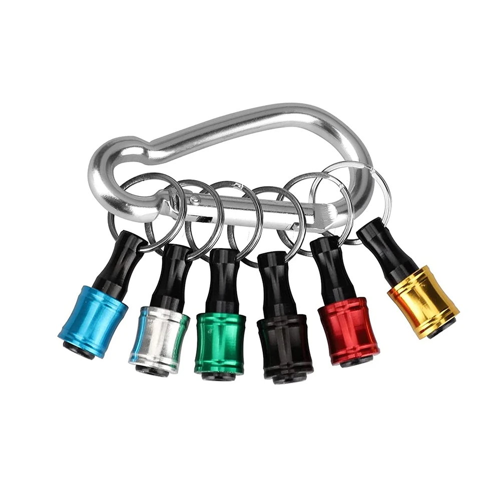 6PCS 1/4 Inch Hex Shank Screwdriver Bits Holder Extension Bar Keychain Screw Adapter Drill Change (6 Colors)