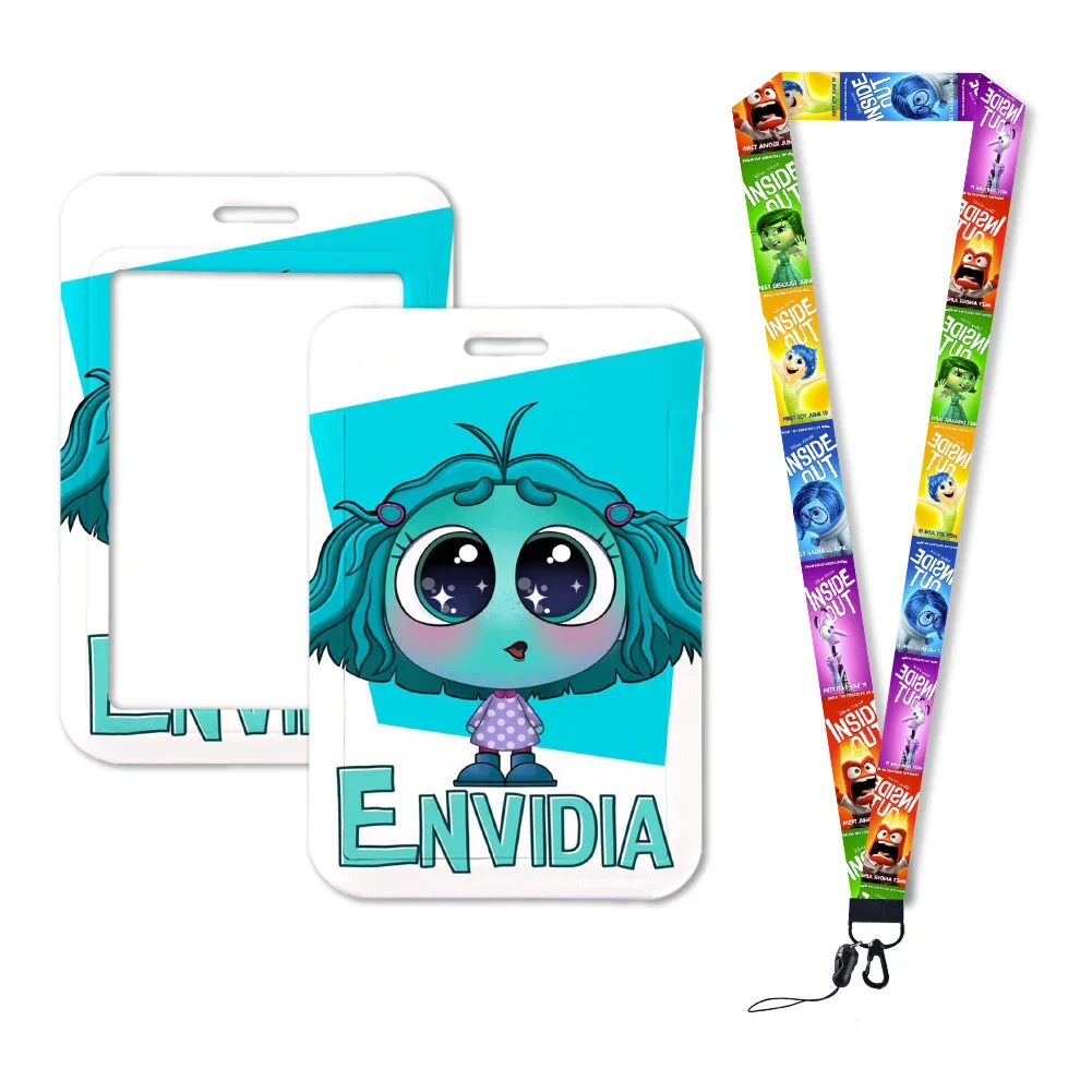 Disney Inside Out 2 Card Lanyard, ID Badge Holder Strap, Estojo de passagem de ônibus universitário, Tampa Slip, Titular do cartão de crédito, Novo