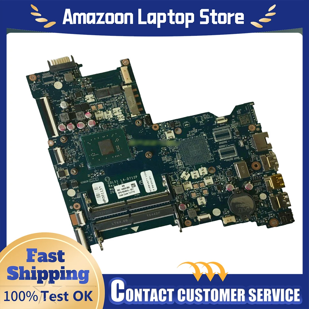 

For HP Pavilion 15-BA Laptop Motherboard LA-D713P With A10-9600P CPU 100% LA-D712P Tested OK