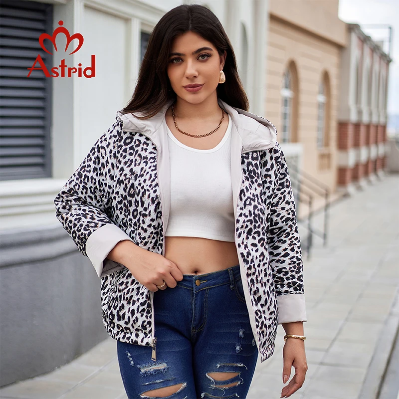 Astrid Women's Autumn Winter Parka Plus Size Woman Clothing Fashion Leopard Padding Hood Female Reversible Jacket Quilted Coats